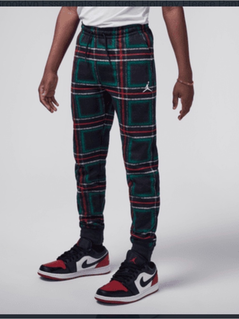Jordan Boys' Black & Green Plaid Fleece Joggers